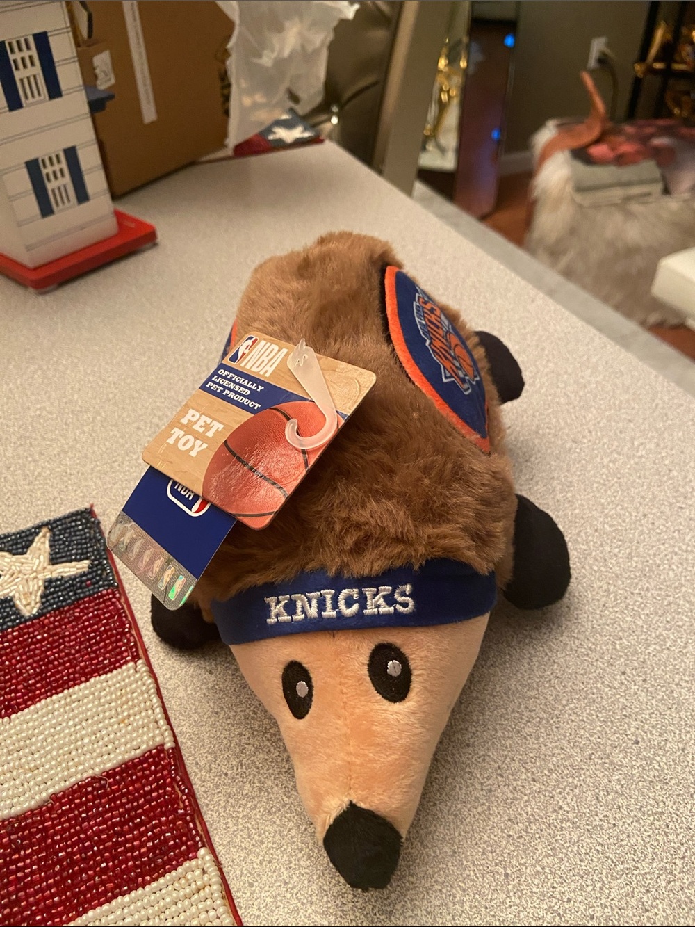 NBA Knicks Plush Hedgehog Toy in Brown and Blue